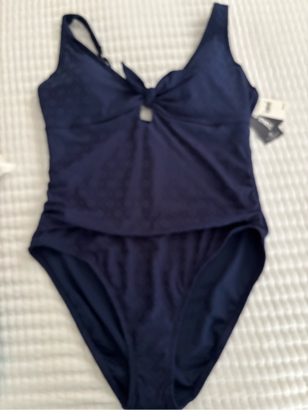Lands' End Dark Navy One-Piece Swimsuit with Front Knot